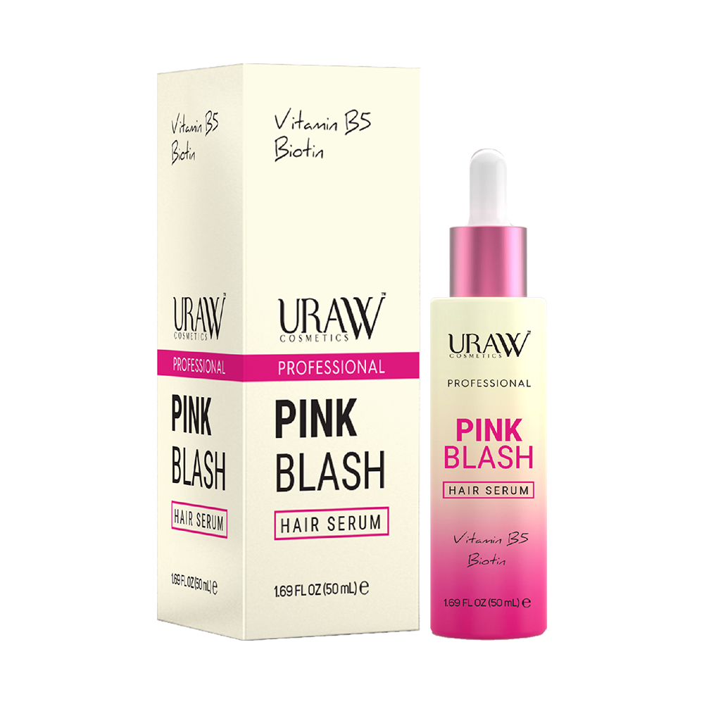 Vorteilspack 3 x URAW Pink Blash Serum 50 ml, Haarwuchs + kostenlosem Dermaroller